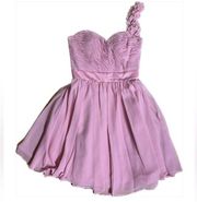 3D Flower Strap Pink Dress