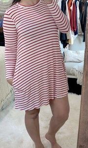 PIKO red & white striped shirt dress with pockets size small