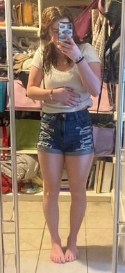 American Eagle ripped dark wash jean shorts