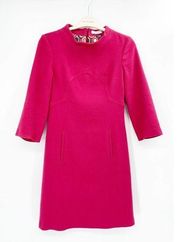 Emilio Pucci Firenze Solid Pink Virgin Wool High Neck Sheath Dress Size 38