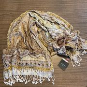 Cynthia Rowley Brown Beaded Embellished Scarf Wrap