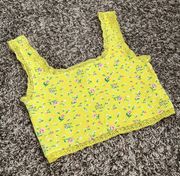 Forever 21 Yellow Floral Cropped Tank Top