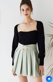 Chic wish pleated mini skirt skort green medium new with tags