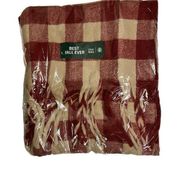 Scarf Uber Eats x Starbucks Red Beige Best Fall Ever Fringe Buffalo Plaid B2