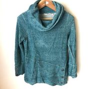 Soft Surroundings Size XS Blue Pullover Cowl Neck Sweater