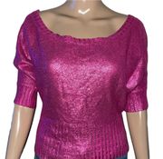 Metallic Pink Short Sleeve Sweater