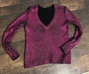 ASOS Metallic Painted Pink Purple Sweater Size 8 100% cotton