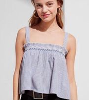 Urban Outfitters  Smocked Striped Tank Top Blue White Women's Size Medium