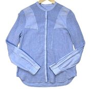 A.L.C. Pleated Long Sleeve Button Up Top