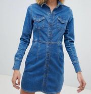 Free People  Dynamite Western Mini Jean Denim Dress Size XS