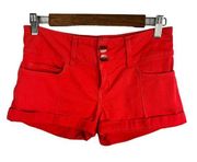 Bella Dahl Womens size 25 High Waist Cuffed Shorts Red