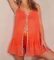 Free People NWOT  Intimately Bali Sweet Nothing Slip Sheer Mini Dress in Coral