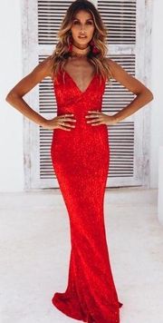 Hello Molly Red Sequin Maxi Dress