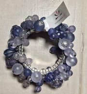 Isaac Mizrahi Live Bracelet Stretch Silver Purple Beads Gorgeous NWT