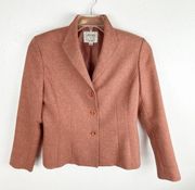 COLLECTIONS FOR LE SUIT Rust Orange Tweed Blazer, Size 8