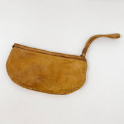 Lucky Brand Brown Leather Zipper Top Small Wristlet Clutch Womens