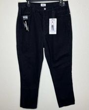 NWT Simple Society Straight Leg Jeans 31 Super High Rise Black Cutout Ankle Crop