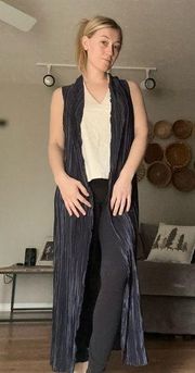 Long ribbed texture navy vest/ sleeveless drape