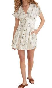 Marine Layer Camila Palm Tree Print On Ivory Mini Dress