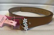 Kate Spade 32 mm Daisy Loop Belt Brown Leather NEW