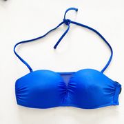 NWT  Blue Molded Push Up Cup Halter Bikini Top