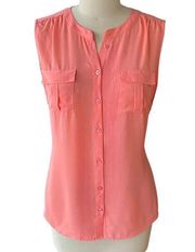 SOHO Coral Orange Sleeveless Flowy Front Pockets Summer Blouse ~ Women's Size XL