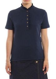 Tory Burch Pique Cotton Navy Polo Shirt