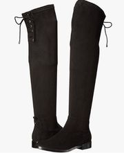 Reaction Over The Knee Black Faux Suede Stretch Boots