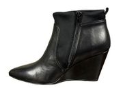 DERYN Womens US 9 Black Leather Wedge Ankle Boot 50-6172 BRAND NEW