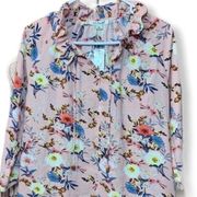 NWT  ruffled floral long sleeve top