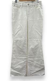 INC Denim White Core Denim Mid Rise Flare Raw Hem Jeans Size 14 NWT