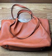 Sondra Roberts Squared Vegan Leather Double Handle Shoulder Bag in Orange Large