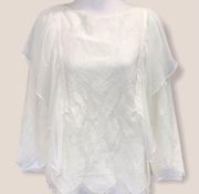 Massimo Dutti Lace Overlay Flowy Sheer Wings Long Sleeve Dressy Top Sz 4