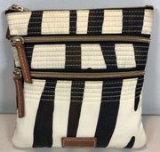 Dooney & Bourke 3 Zipper Black and White Zebra Crossbody