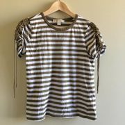 Michael Kors Striped Tee w/ Lace Up Sleeves‎