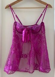 Victoria's Secret NWOT victoria secret hot pink purple babydoll lace lingerie itimates sleepwear