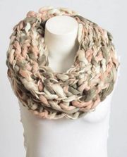 Women Knit Snood Scarf Multicolor Braided Neck Wrap NWT Pink Blush Rose Cottage