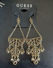 New Guess Victorian Bronze Earrings w crystals