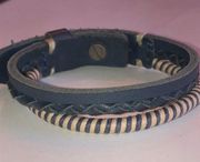 Fossil Black Leather Multi Strand Boho Bracelet