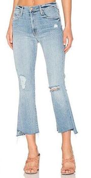 Mother The Insider Crop Step Fray in Chatterbox Distressed Blue Size 26