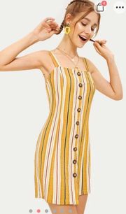NWOT Button Through Square Neck Striped Dress