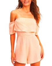NWT Roxy Romper Off The Shoulder Stretchy Crinkled Fabric Shorts Small $56