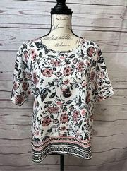 1566-Atmosphere size 14 flower patterned blouse, 3/4 sleeves