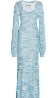 Katica Dress Soft Blue Space Dyed Knit MIDI Dress w Slip NWT