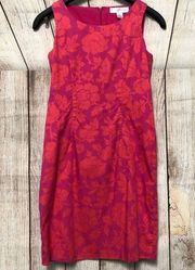 Pink & Orange Floral Petite Sophisticate Business Casual Dress