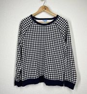 Draper James Large L Natalie Sweatshirt Navy White Gingham Plaid