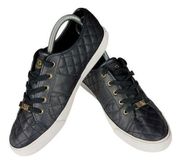 Guess Backers Quilted Black And Gold Leather Sneakers Sz 9M VGUC