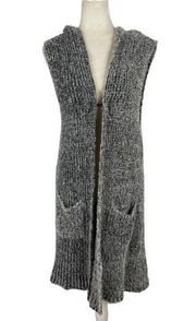 Mia & Tess Sleeveless Longline Open Hoody Cardigan Vest Sweater in Brushed Yarn