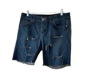 Calvin Klein Denim Distressed Cut-Off Jean Shorts Women's Sz 12