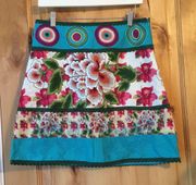 Blue Multi Floral Geo Mixed Media Skirt EUC 38	/ S